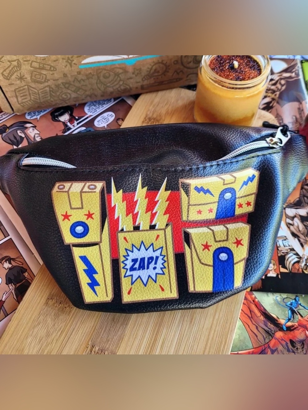 Zap Black Faux Leather Fanny Pack Size S/M